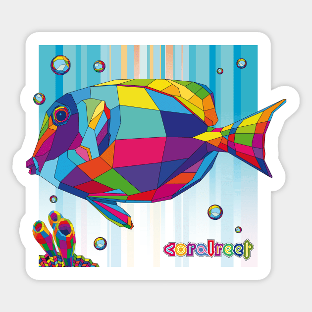 multicolored tropical fish, bubbles, corals Sticker by MrMaster